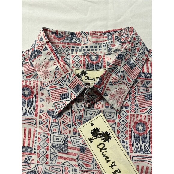 Oliver And Burke Men's Medium 4th of July Button-up Short Sleeve Shirt - Picture 7 of 16